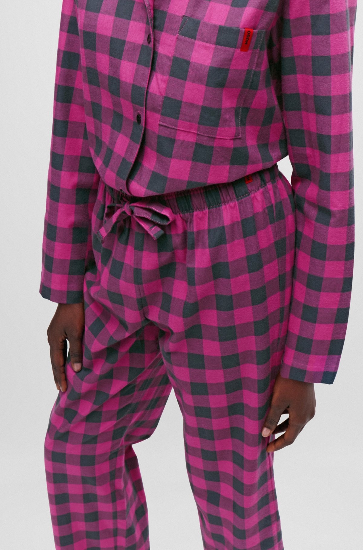 DRAWSTRING PAJAMA BOTTOMS IN CHECKED COTTON FLANNEL - 4