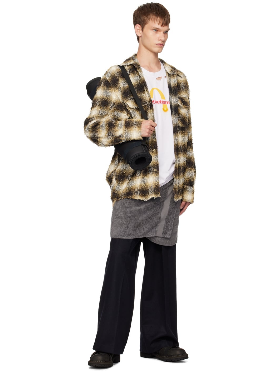 doublet Zombie Silhouette Check Shirt in Ivory | REVERSIBLE