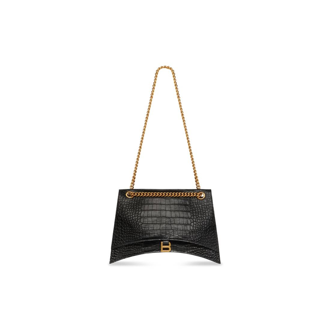 Women's Crush Large Chain Bag Crocodile Embossed  in Black - 6