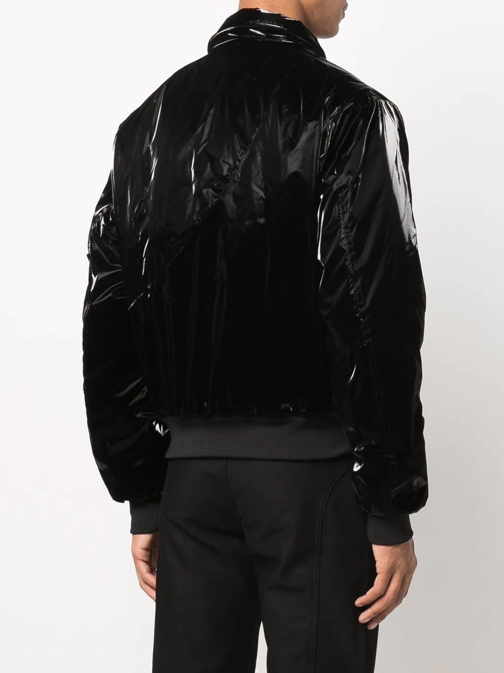 high-shine effect ruched bomber jacket - 4