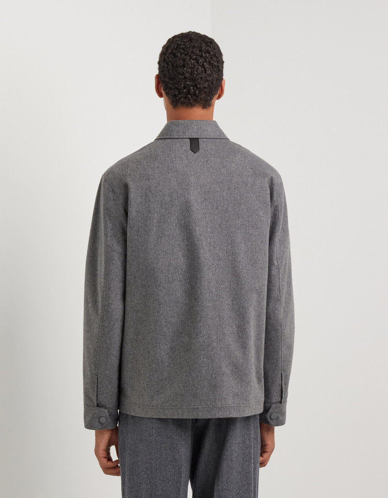 GRAY MÉLANGE LINED CASHMERE BLEND OVERSHIRT WITH MEMBRANE 4