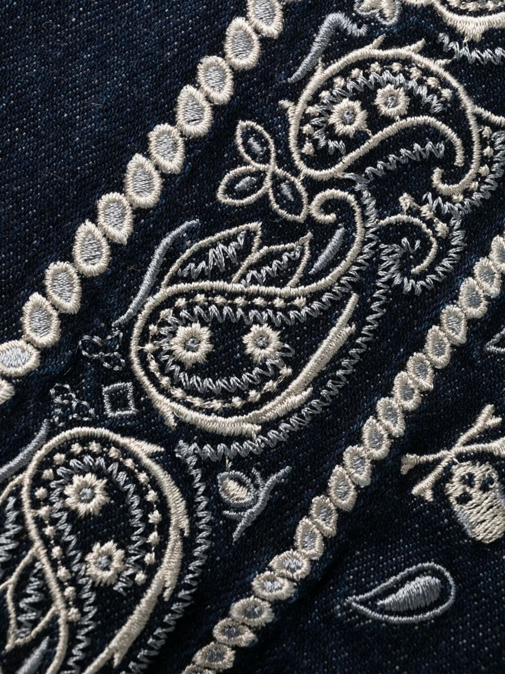 paisley-embroidered straight-leg jeans - 6
