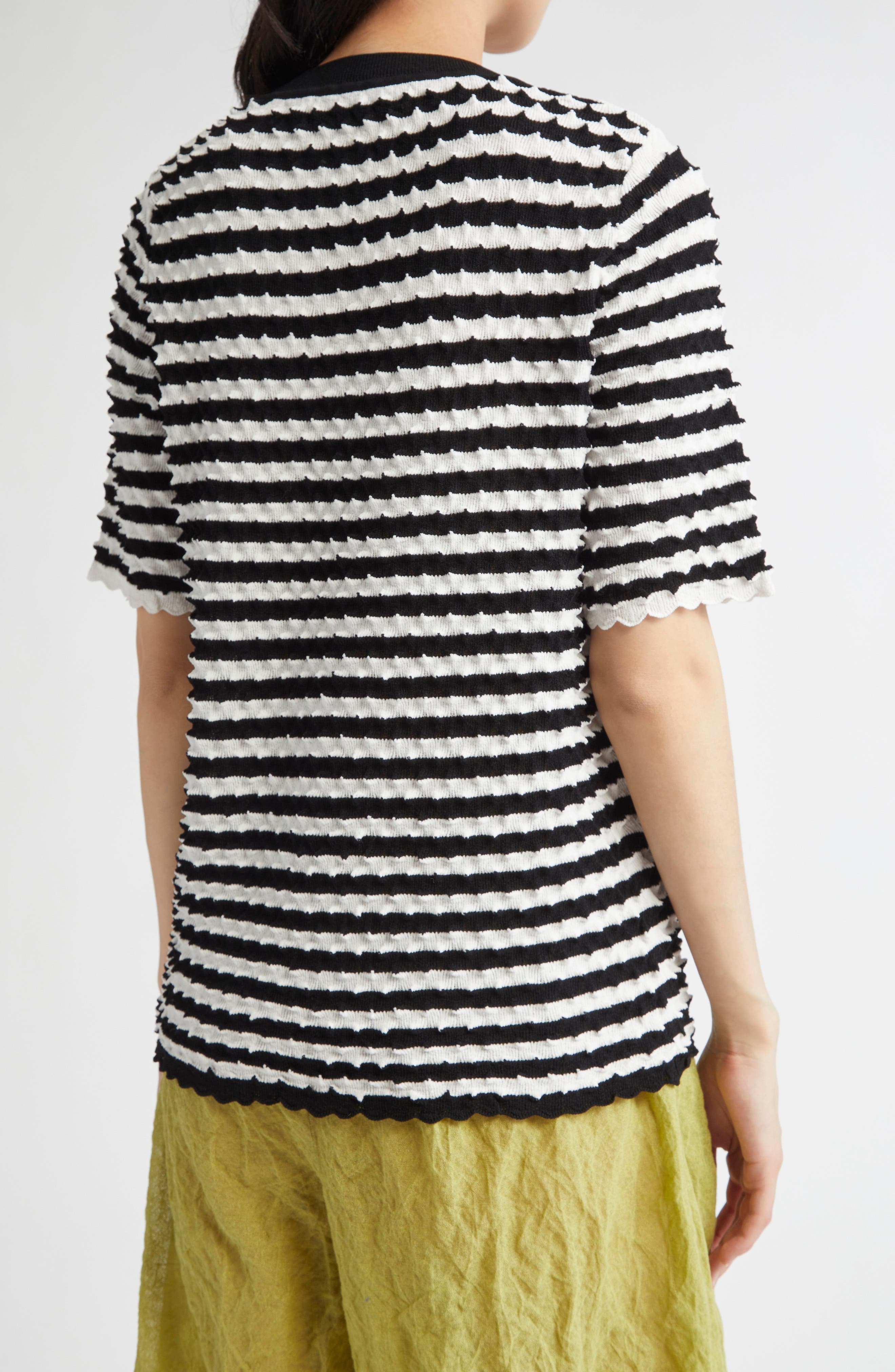 ZANKOV Elodie Stripe Crewneck Sweater in Black/Ivory Multi at Nordstrom - 3