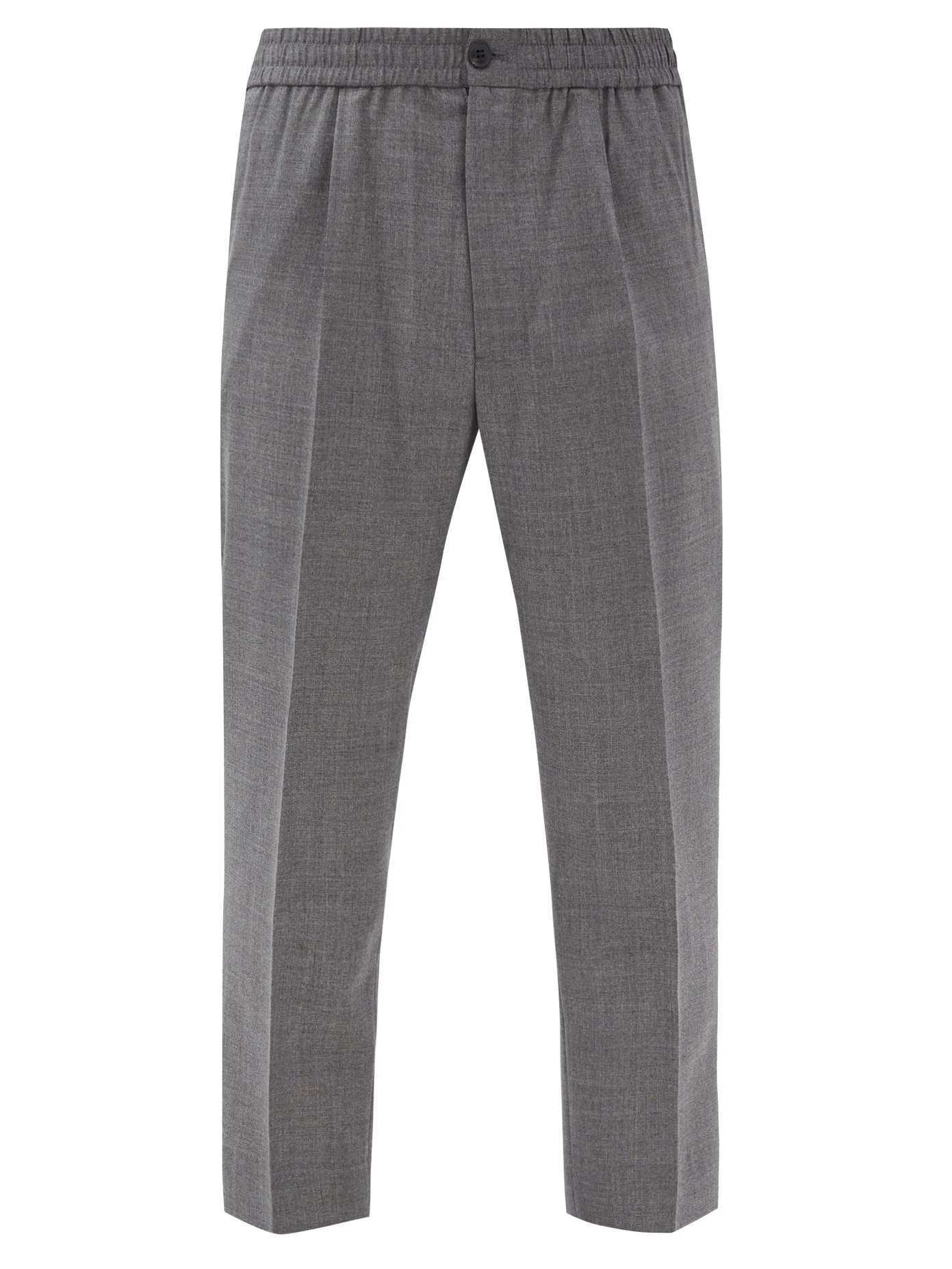 Cropped elasticated-waist wool trousers - 1