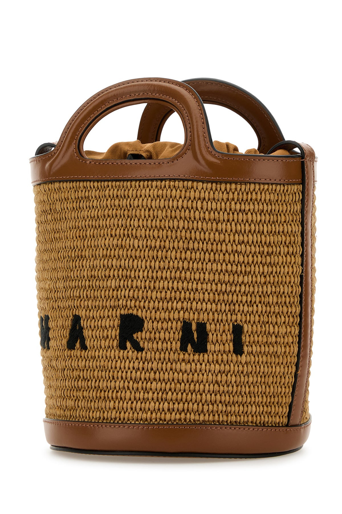 Two-tone leather and raffia Tropicalia bucket bag - 2