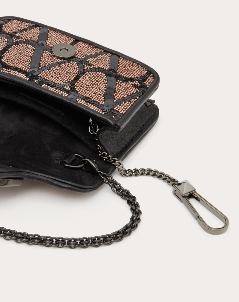 Valentino LOCÒ MICRO BAG WITH CHAIN WITH TOILE ICONOGRAPHE EMBROIDERY outlook