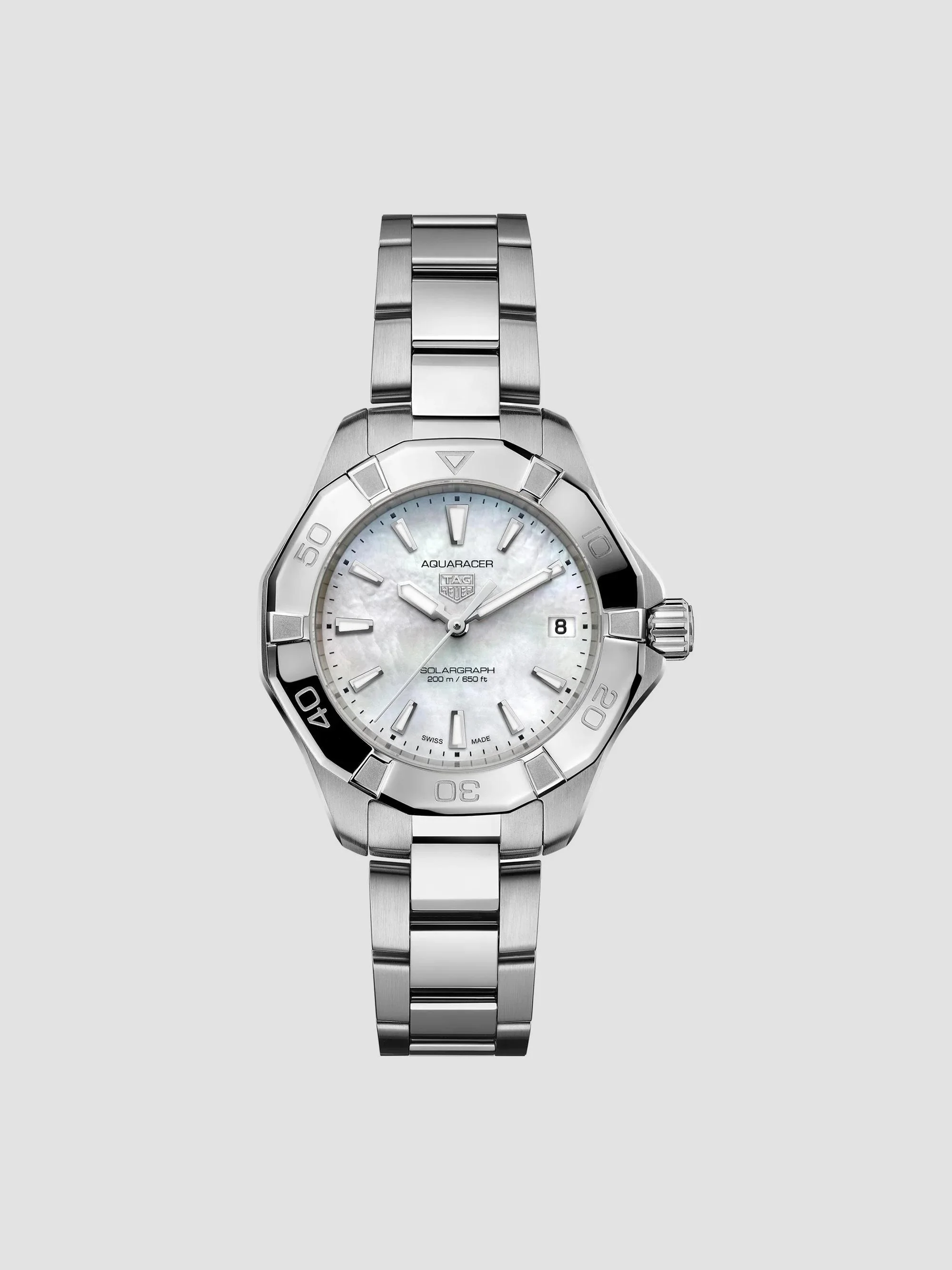 Women's Aquaracer Professional 200 Solargraph Stainless Steel & Mother-Of-Pearl Bracelet Watch/34MM - 1