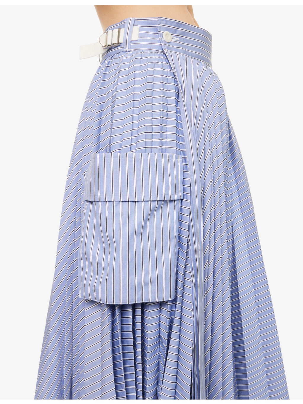 Striped Pleated Cotton-Blend Midi Skirt - 5