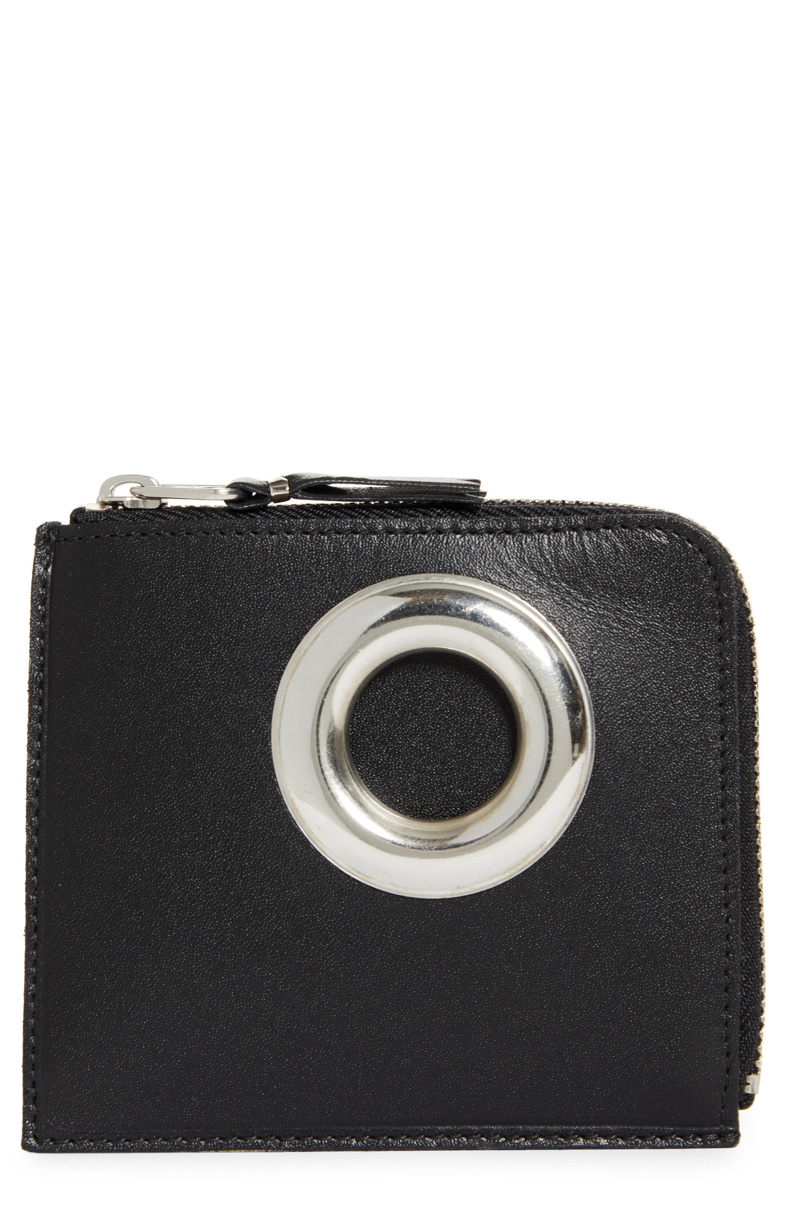 Comme des Garçons Wallets Large Eyelet Half Zip Wallet in Black at Nordstrom - 1