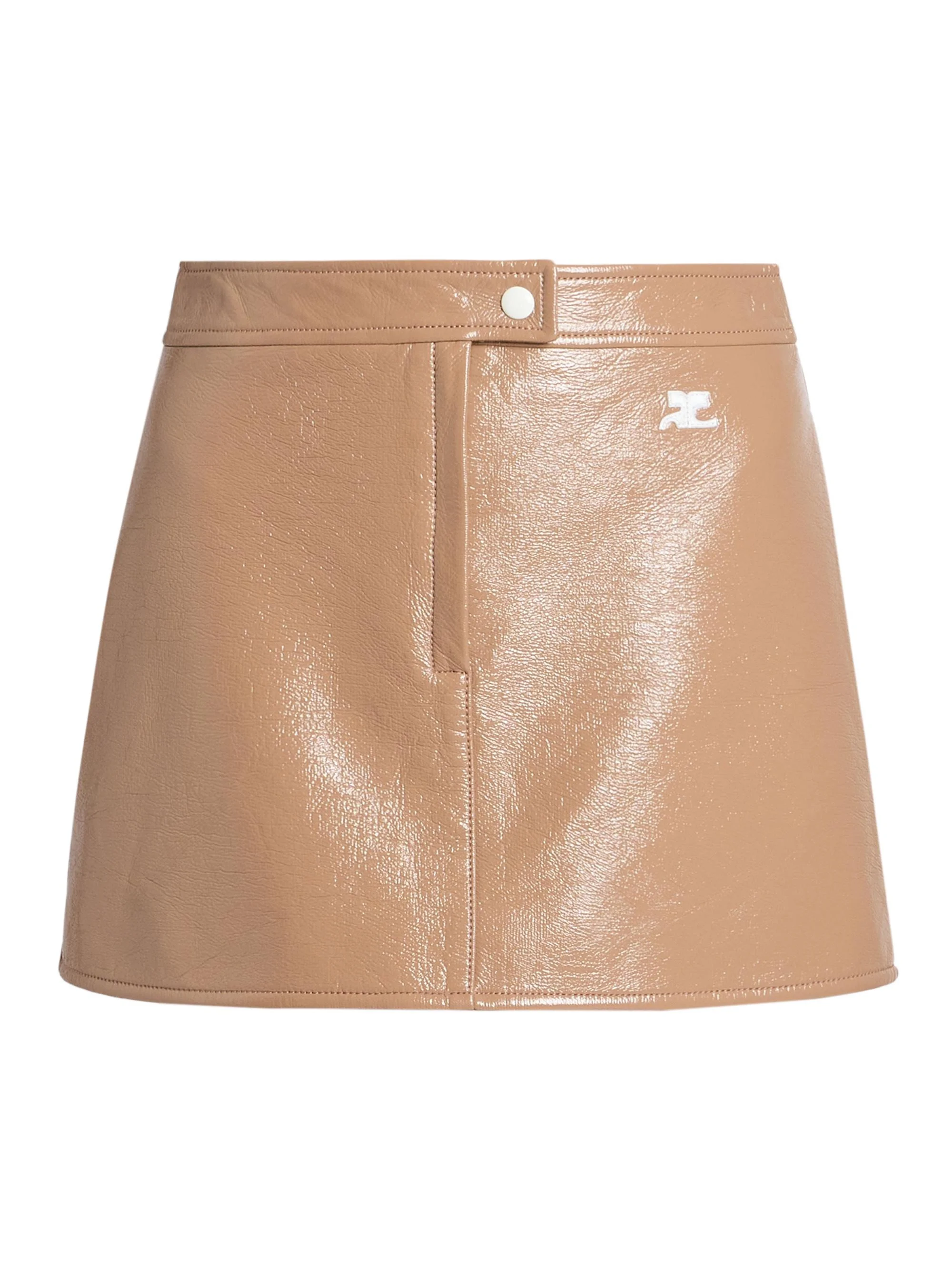 Women's Reedition Cotton-Blend Vinyl A-Line Mini Skirt - Bronze - 1
