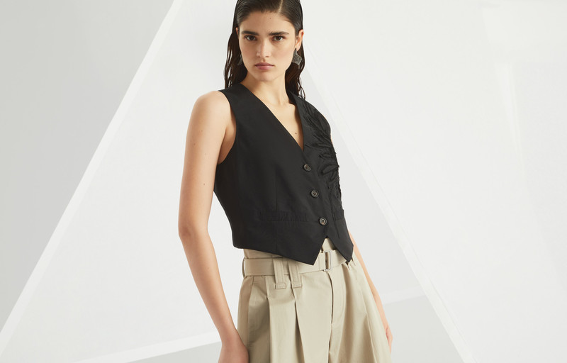Techno cotton poplin vest 와 herbarium appliqué 과 monili 6