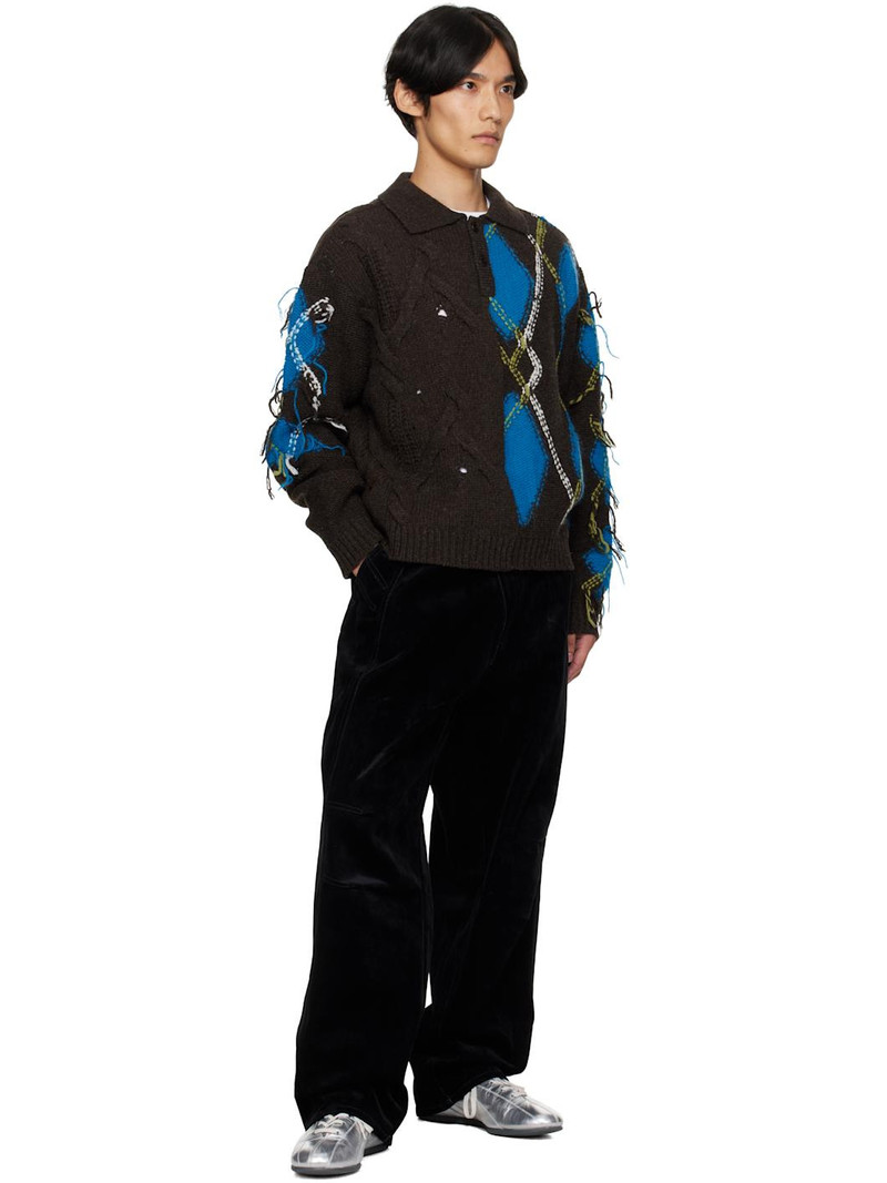 Andersson Bell Brown & Blue Argyle Fisherman Polo Sweater outlook