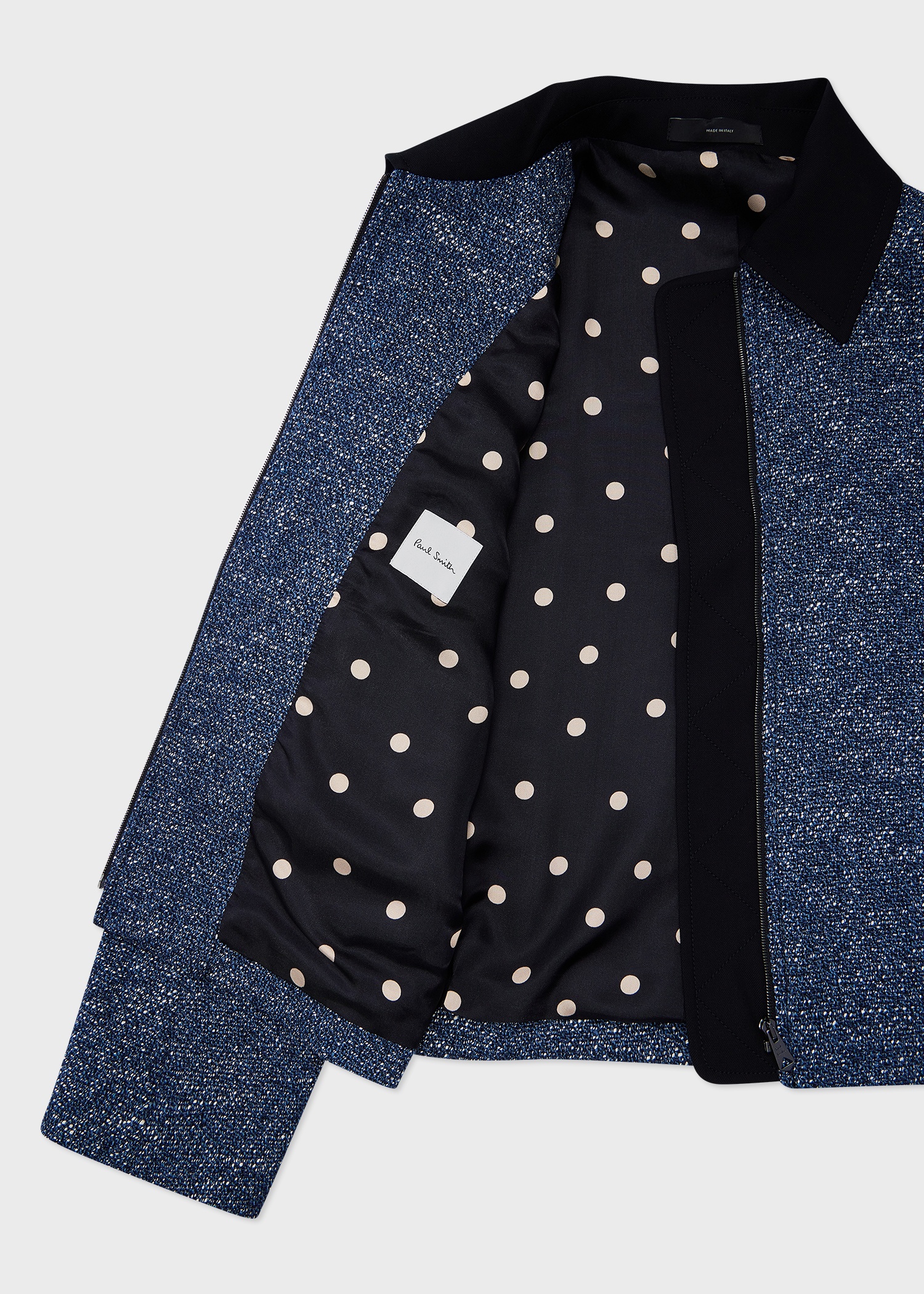 Women's Blue Cotton-Blend Tweed Jacket - 4