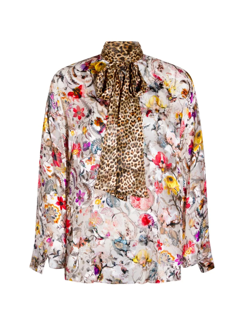 pussy-bow floral-print blouse - 1