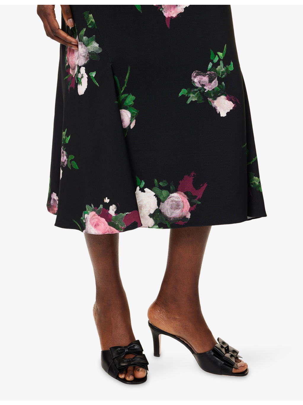 Floral A-Line Stretch-Woven Midi Skirt - 5