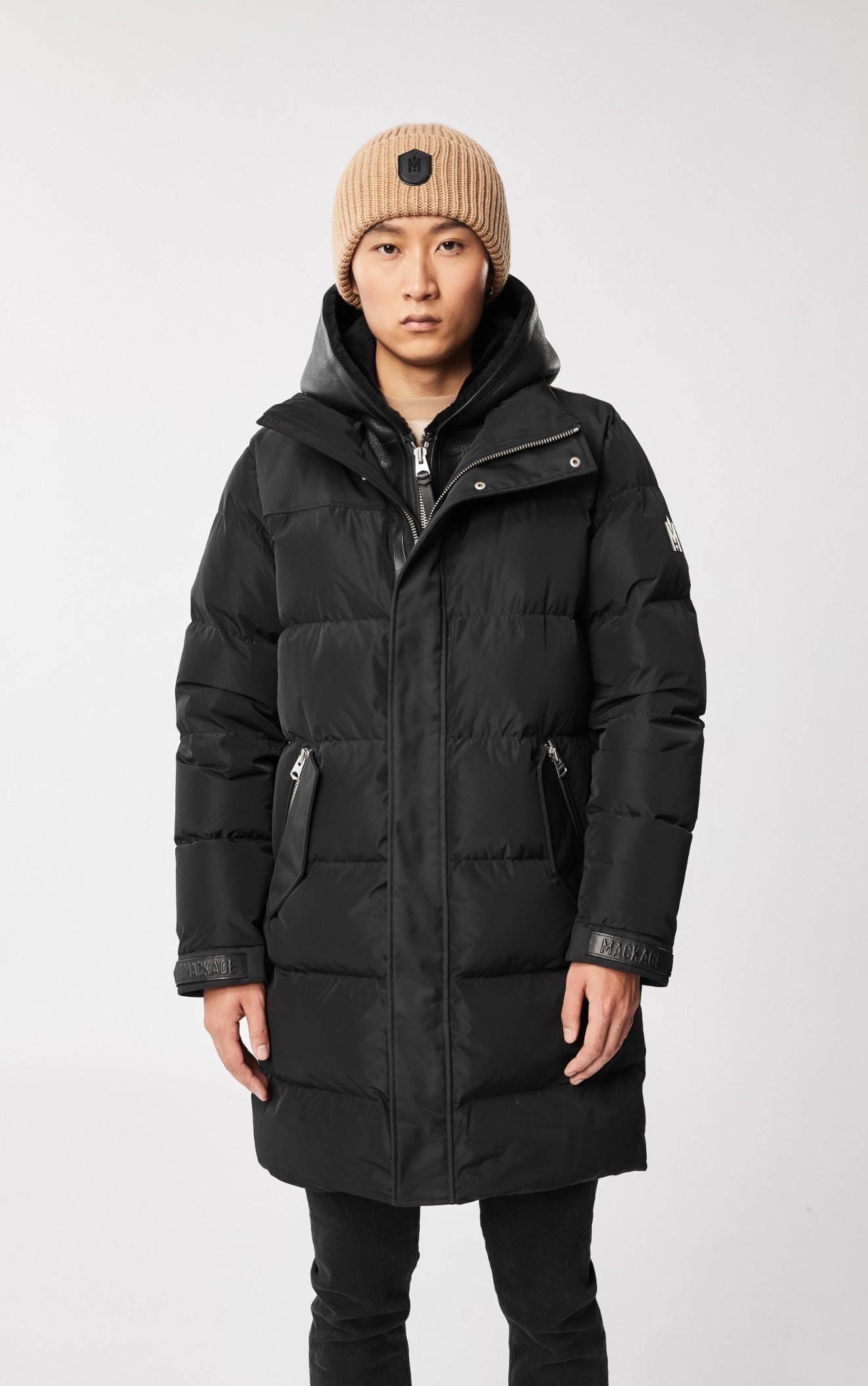 REYNOLD down coat with removable shearling bib and hood - 3