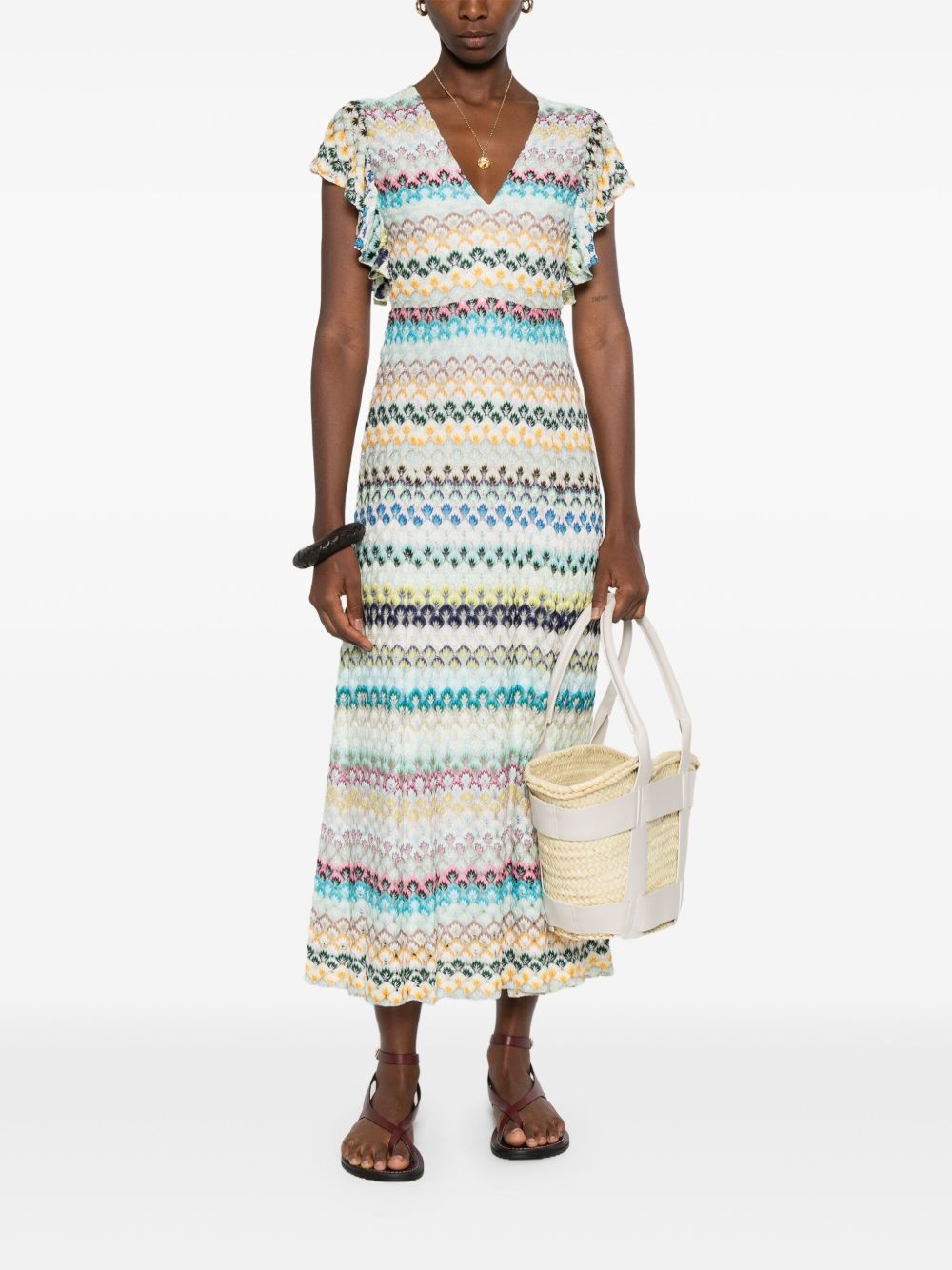 V-neck midi dress - 2