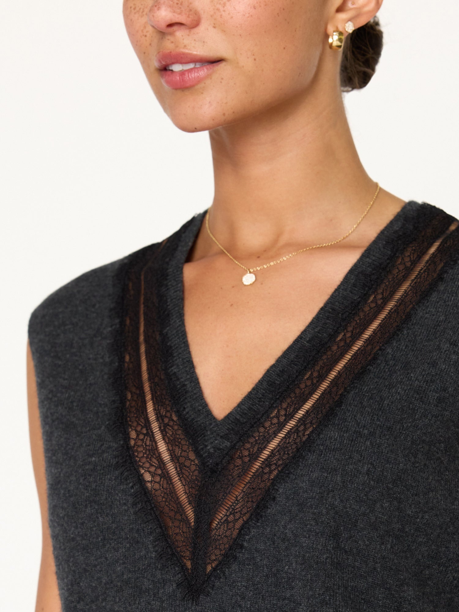 The Isla Lace V Neck Vest - 4
