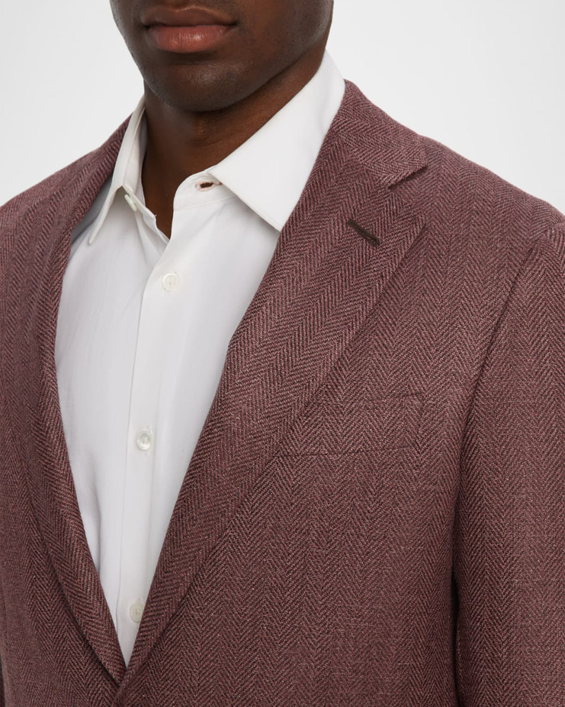 Men's Herringbone Notch Lapel Sport Coat 5