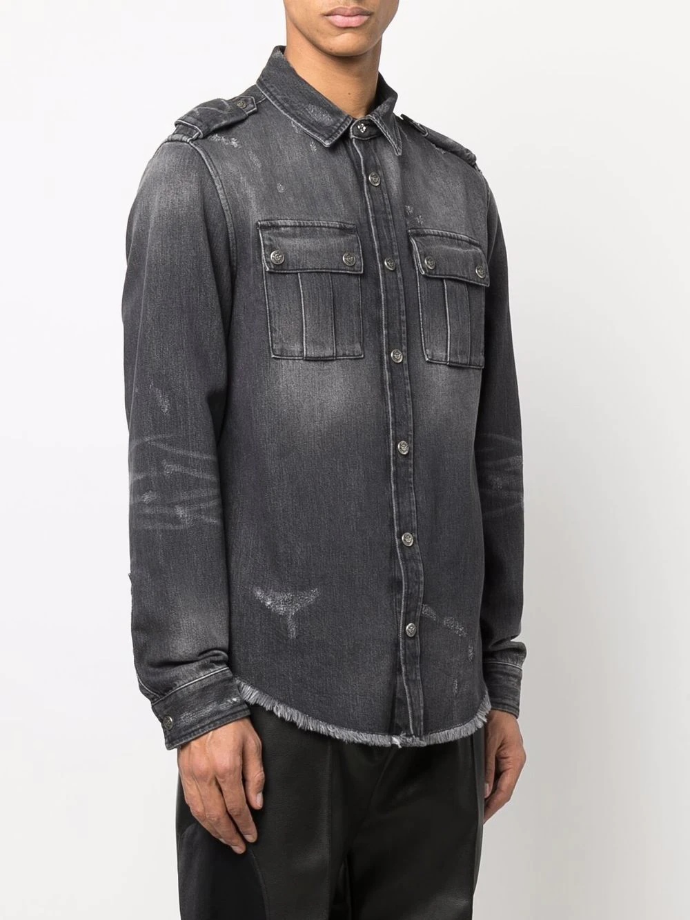 distressed denim shirt - 3