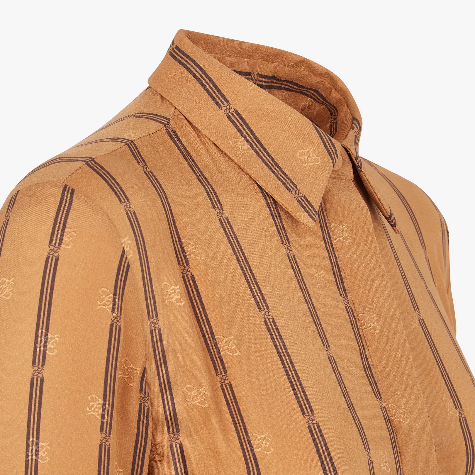 Brown crêpe satin shirt - 3