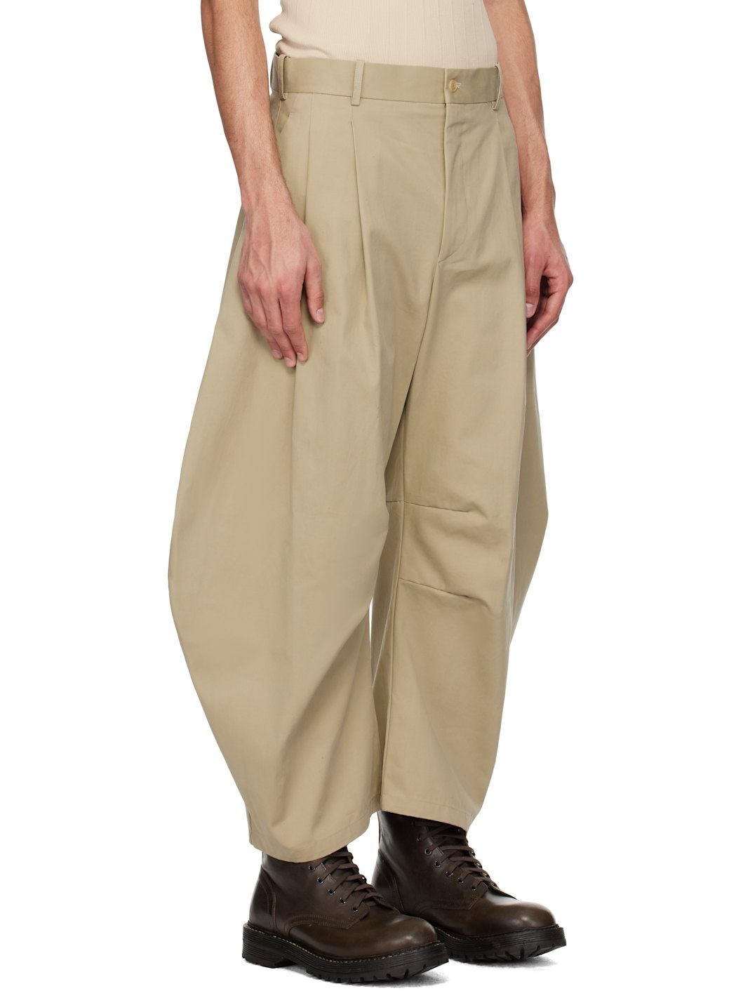 Khaki Curved Trousers - 2