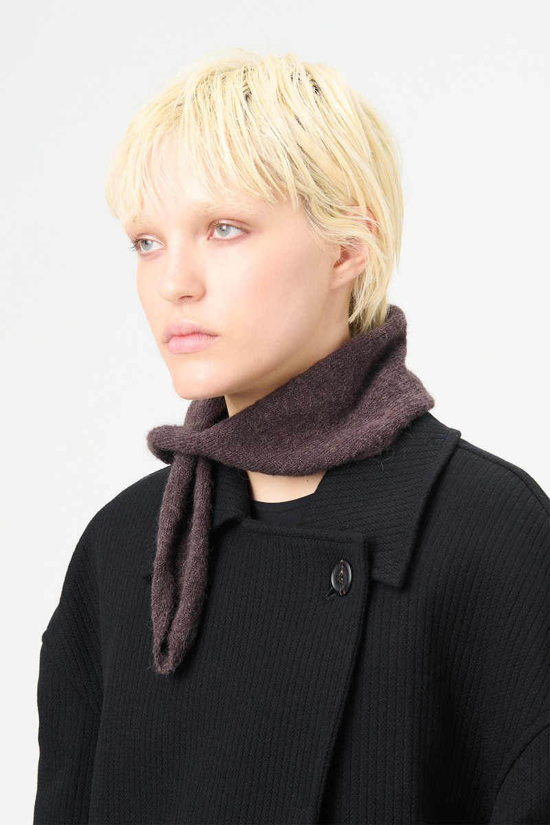 Miniature Scarf Smokey Brown Fuzzy Alpaca 3