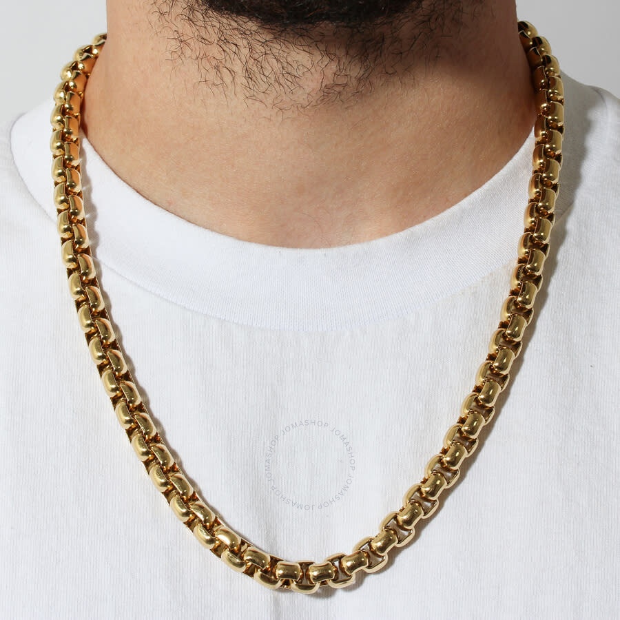 Robert Alton - Robert Alton Stainless Steel Rounded Box Link Yellow Finish Chain - 5