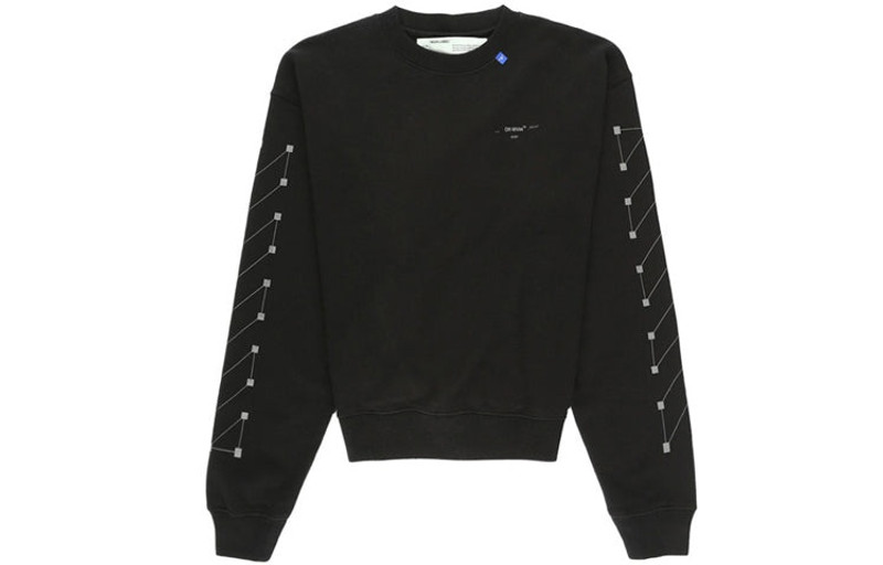 Men's Off-White Cotton Round Neck Pullover Black OMBA035E19E300011091 - 1