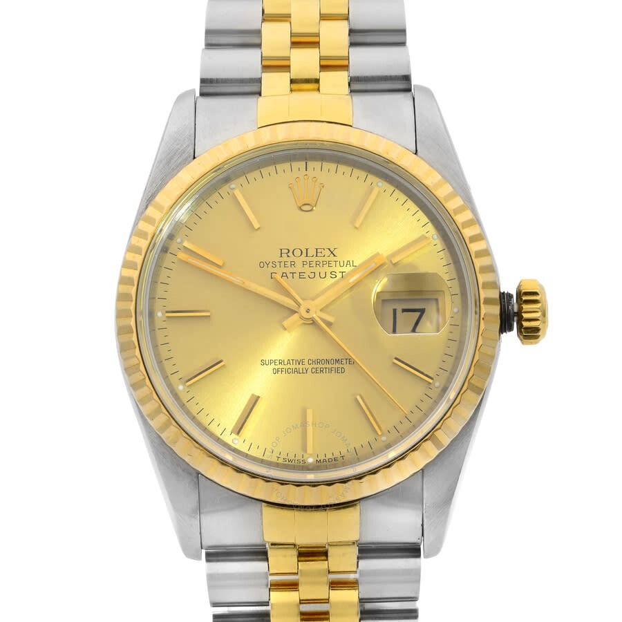 Pre-owned Rolex Datejust Automatic Chronometer Champagne Dial Men's Watch 16233 CSJ - 2