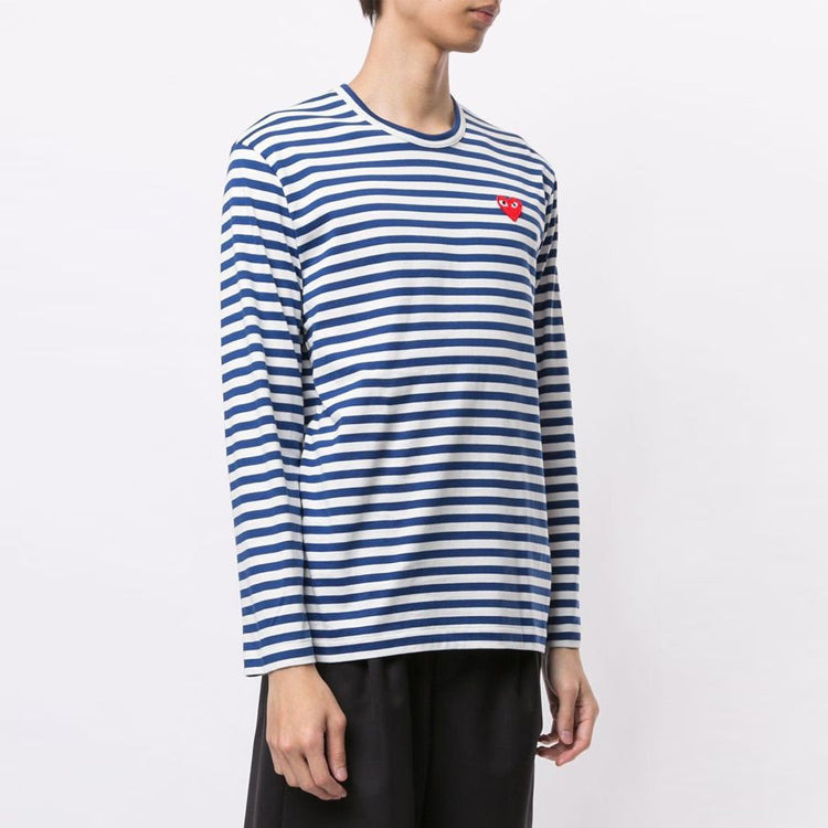 COMME des GARCONS PLAY Striped Big Heart Long-Sleeve T-Shirt 'Blue/White' AZ-T164-051-2 - 4