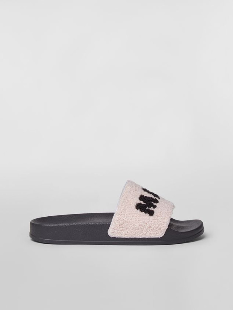 RUBBER SANDAL WITH BLACK AND PINK TERRY-CLOTH UPPER 1