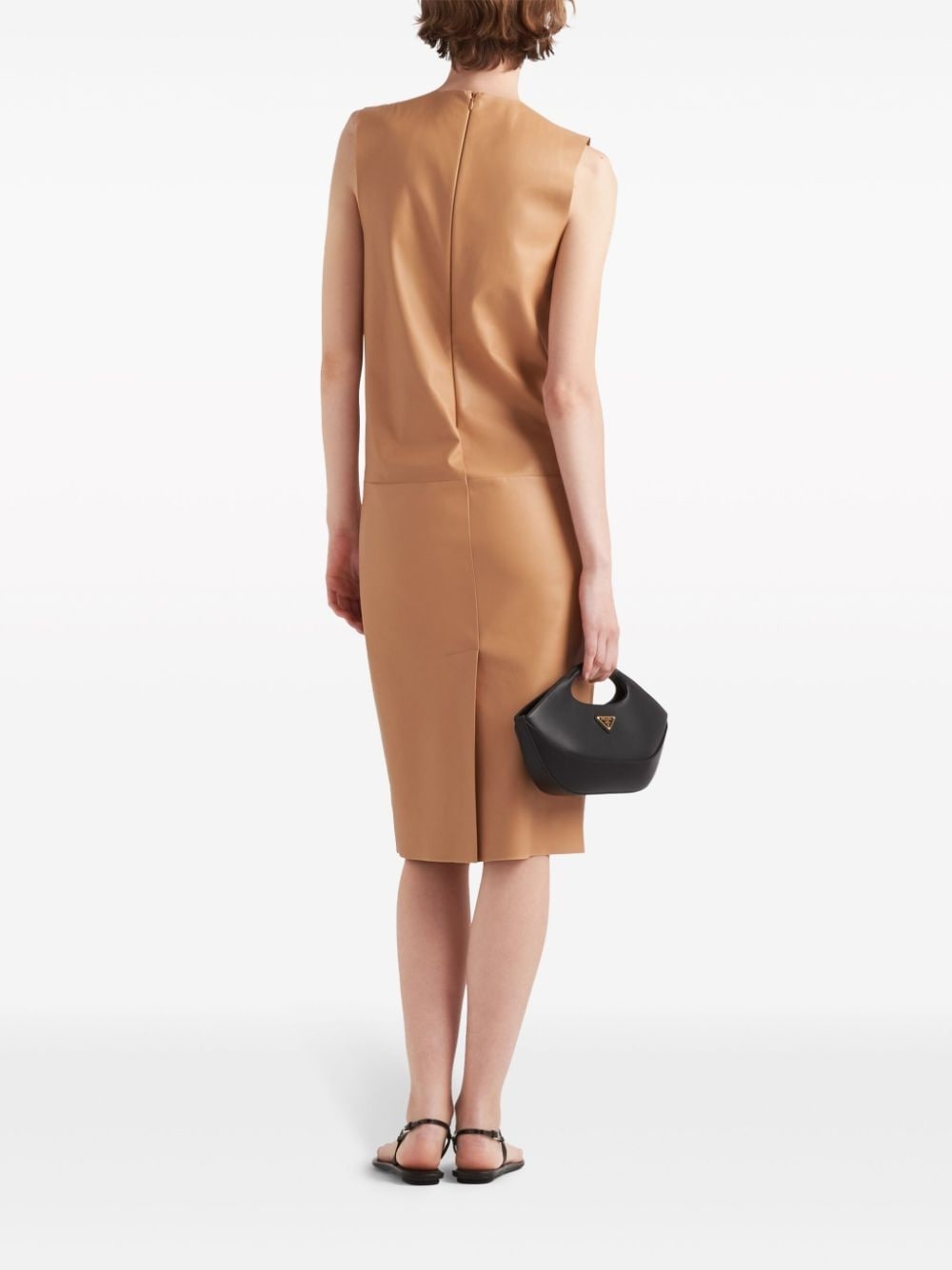 triangle-logo leather shift dress - 3