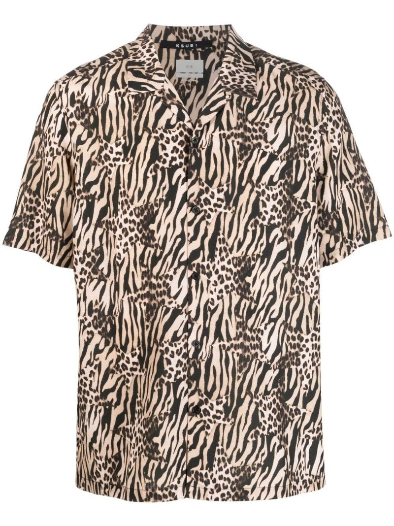 animal-print short-sleeve shirt - 1