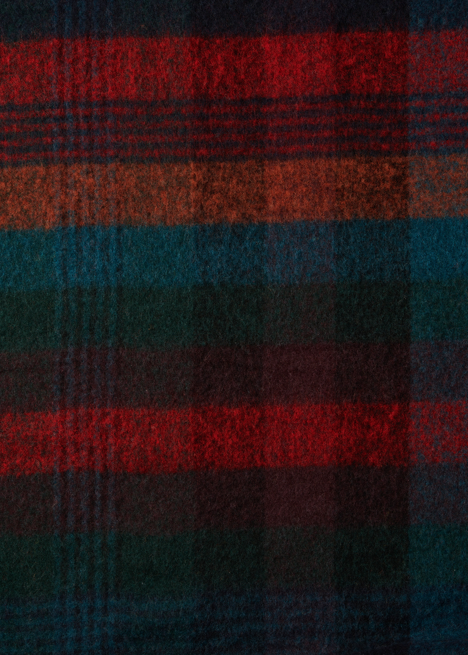 Red Merino Wool Check Blanket - 4