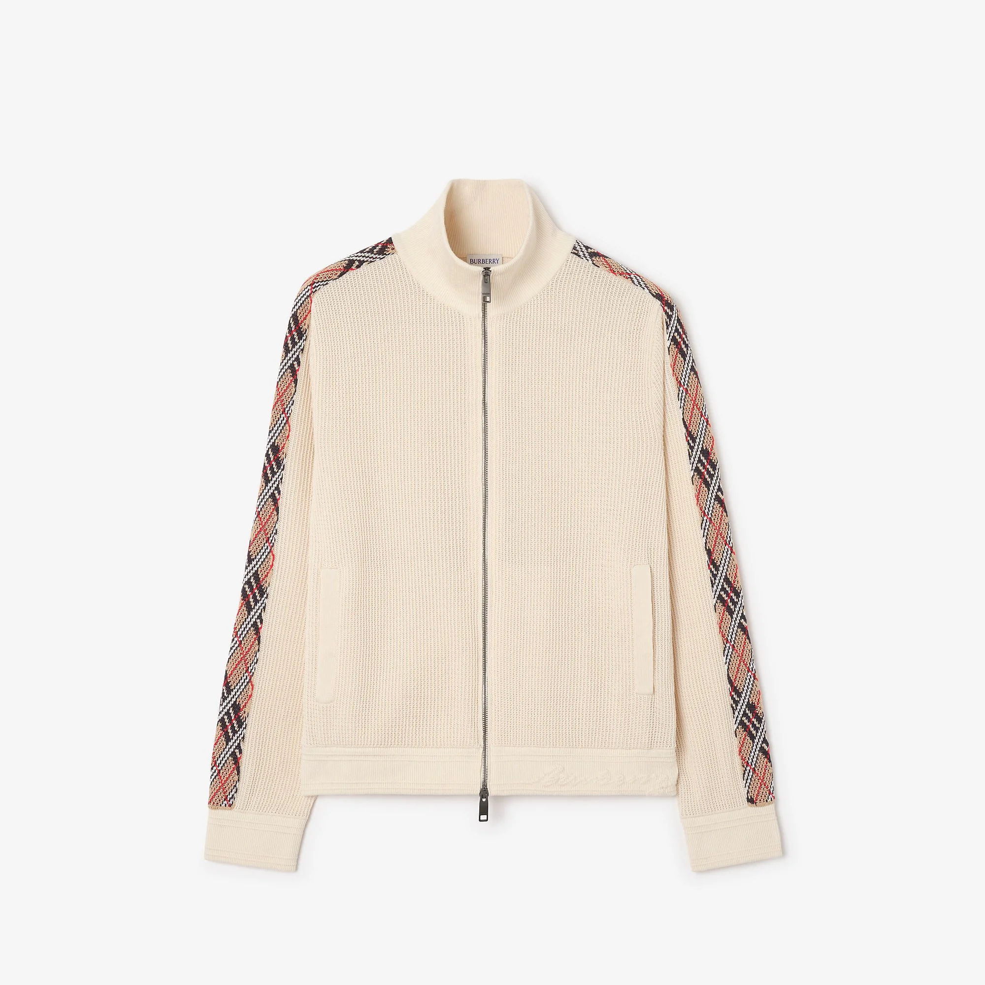 Check Trim Cotton Track Jacket - 1