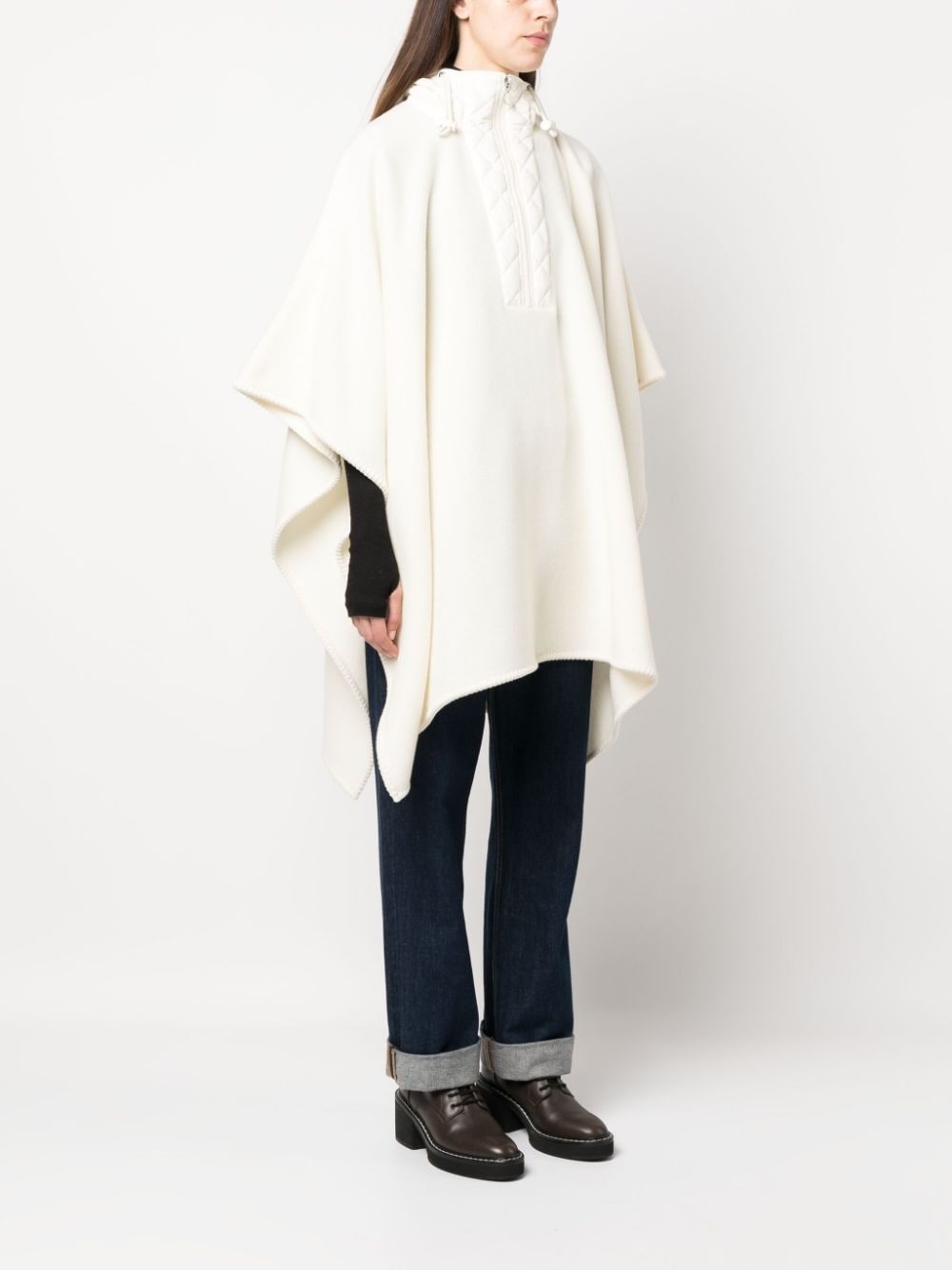 panelled hooded wool cape - 3