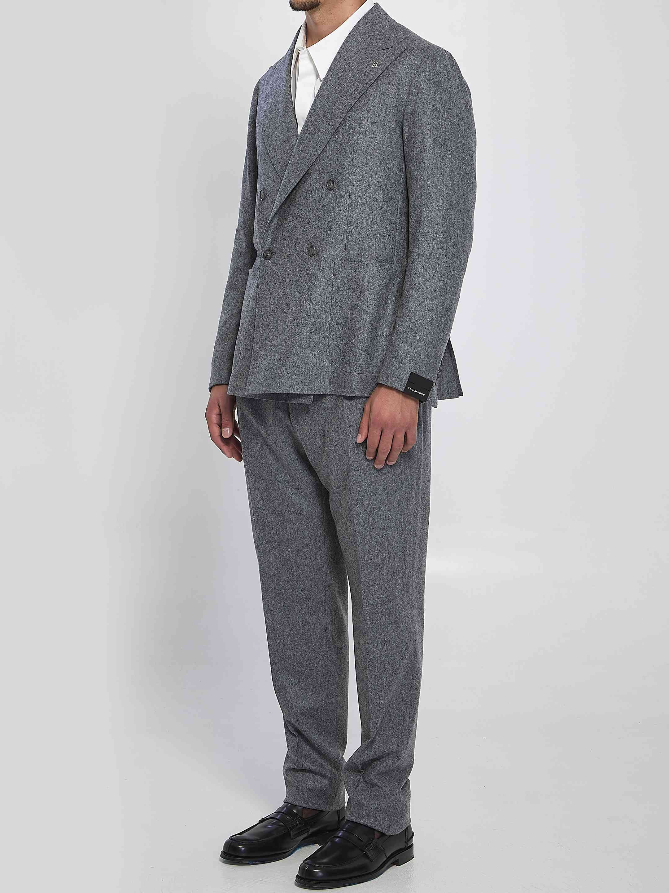 TAGLIATORE - Tagliatore Men Double-Breasted Flannel Suit - 2