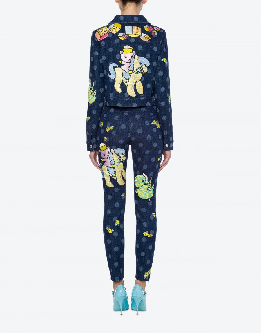 ANIMAL PATCH POLKA DOTS DENIM JACKET - 3