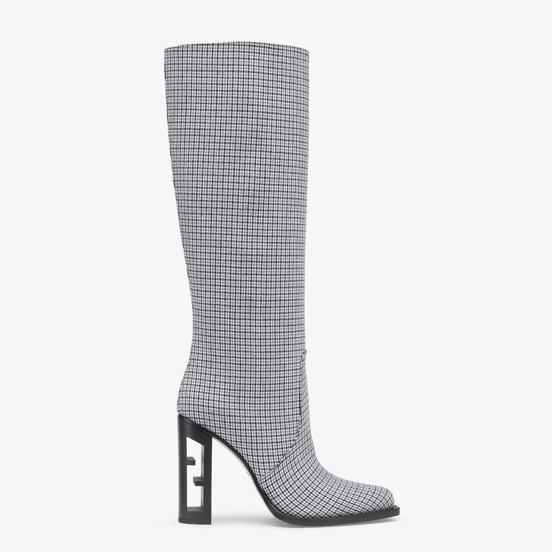 High-heeled boots in gray fabric - 1