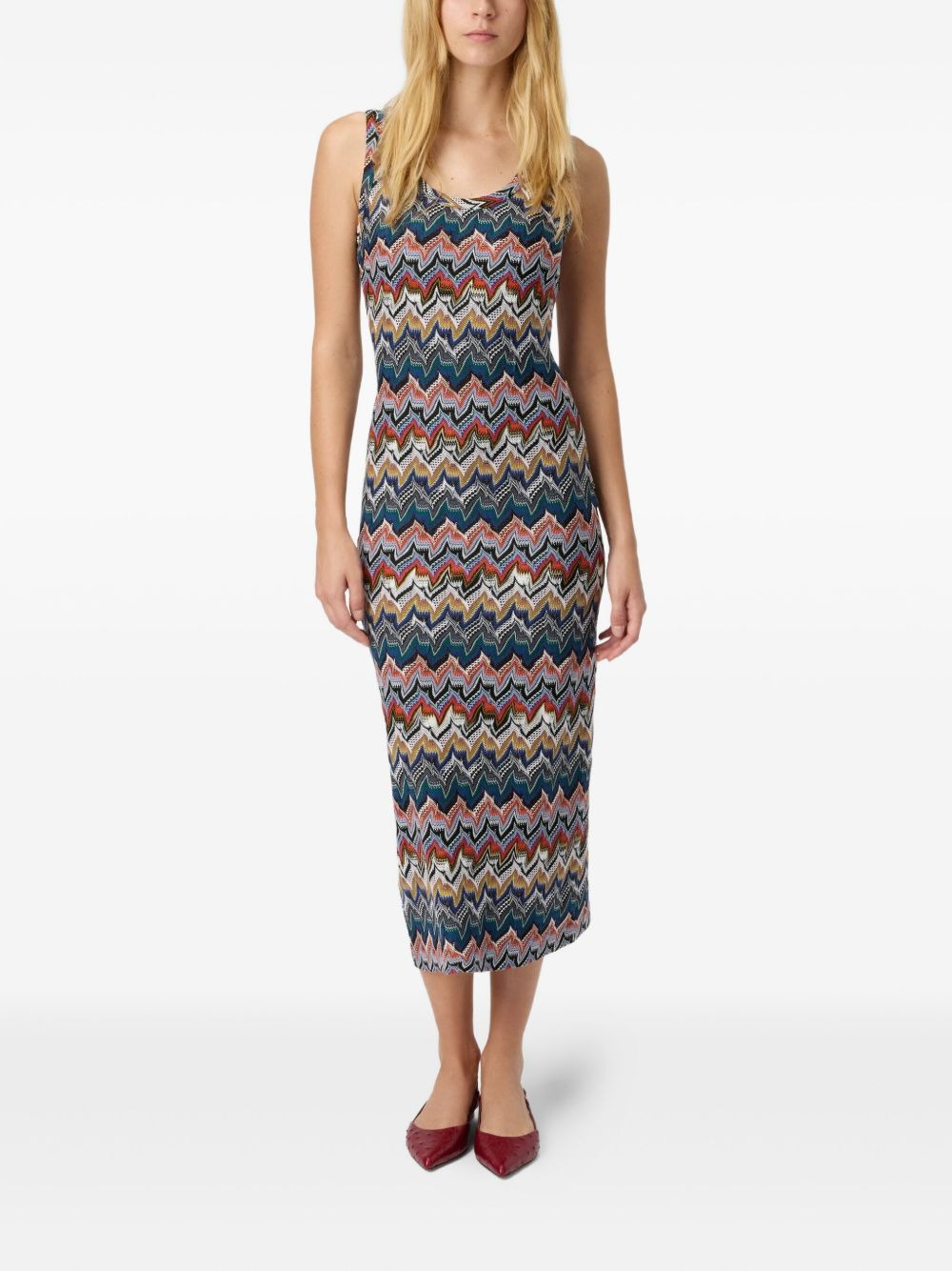 zigzag sleeveless midi dress - 2