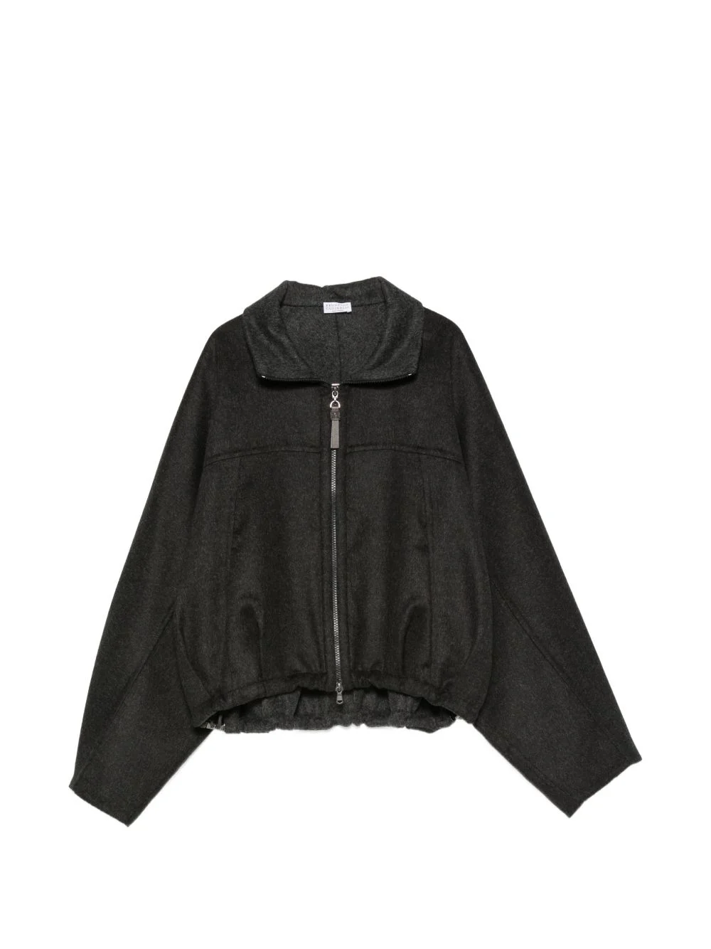 elasticated-hem zip-up bomber jacket - 1