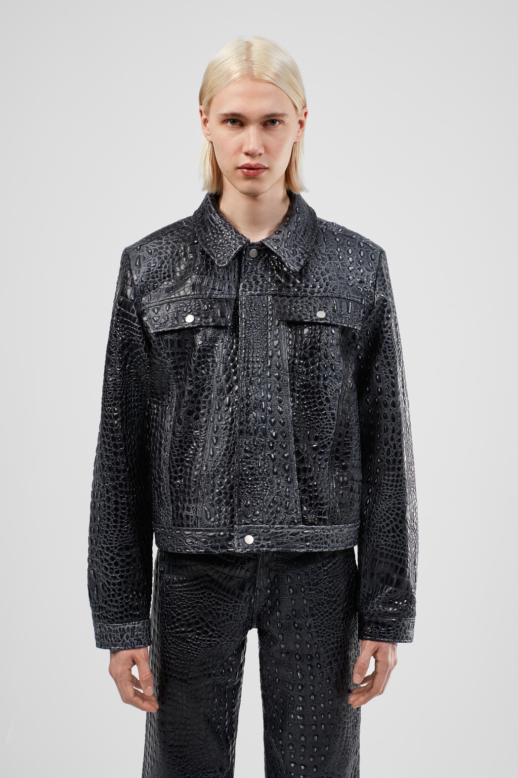 Dark Gray Leather Jacket - 2