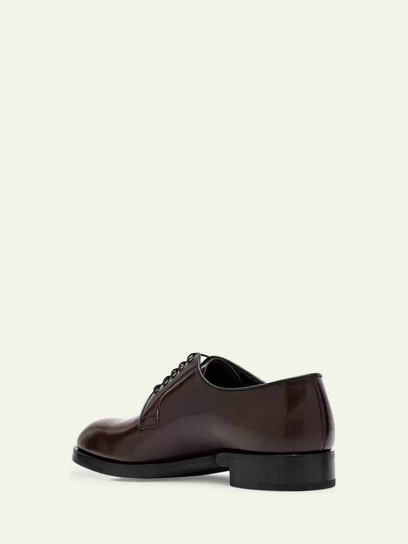 Prada Men's Brushed Leather Derby Shoes outlook