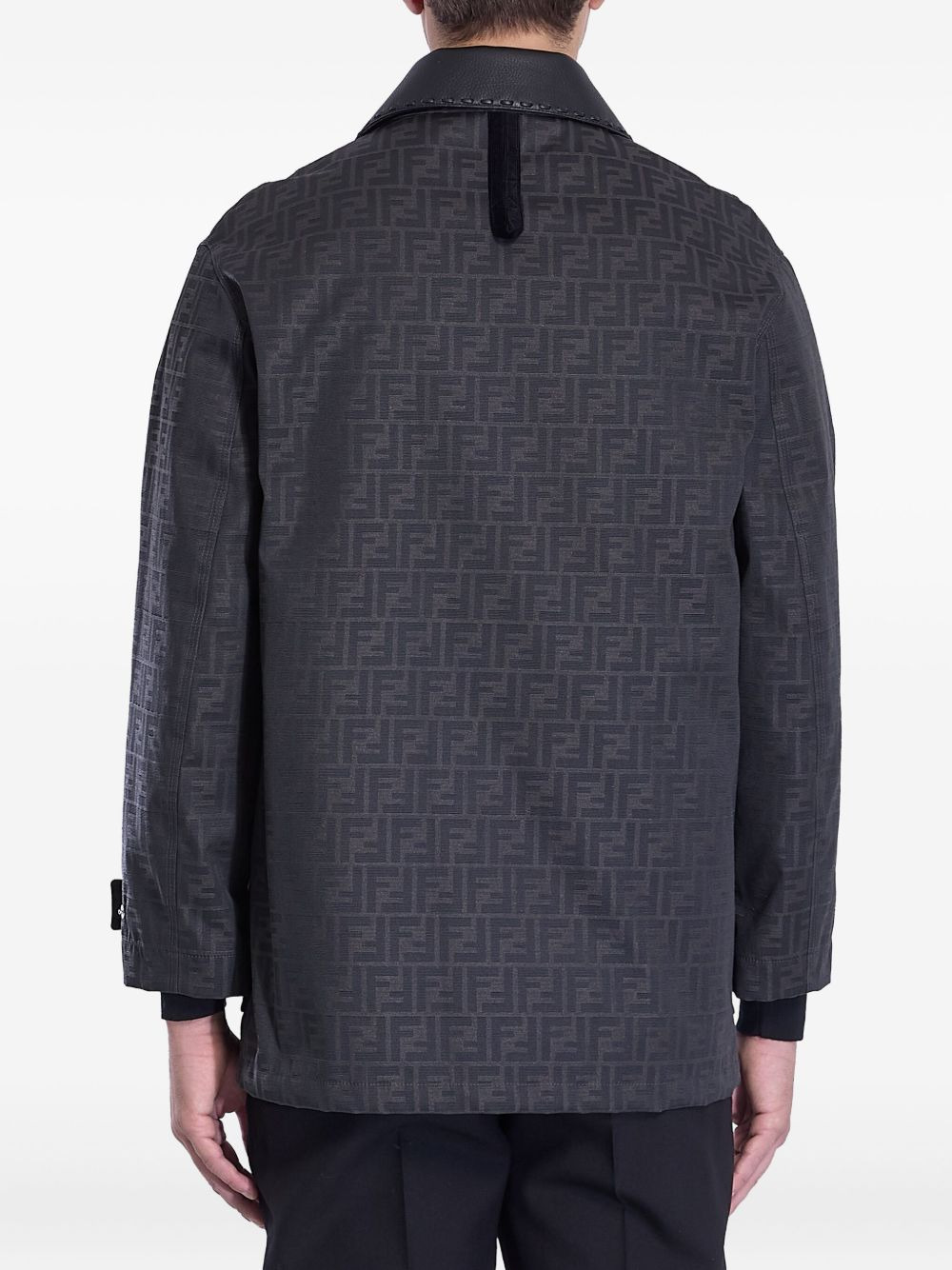 FF-pattern leather-trimmed jacket - 3