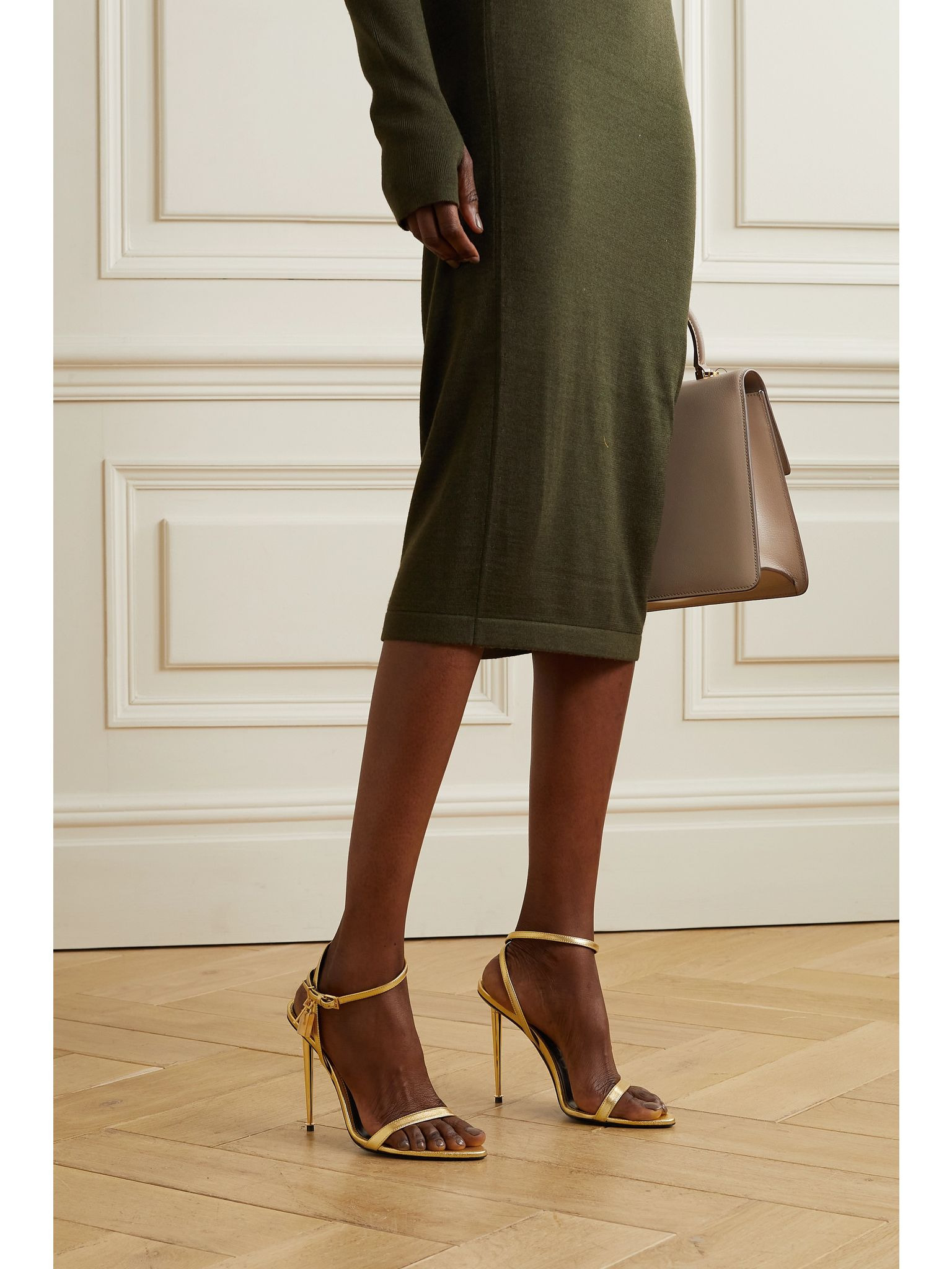 Padlock metallic leather sandals Gold - 2