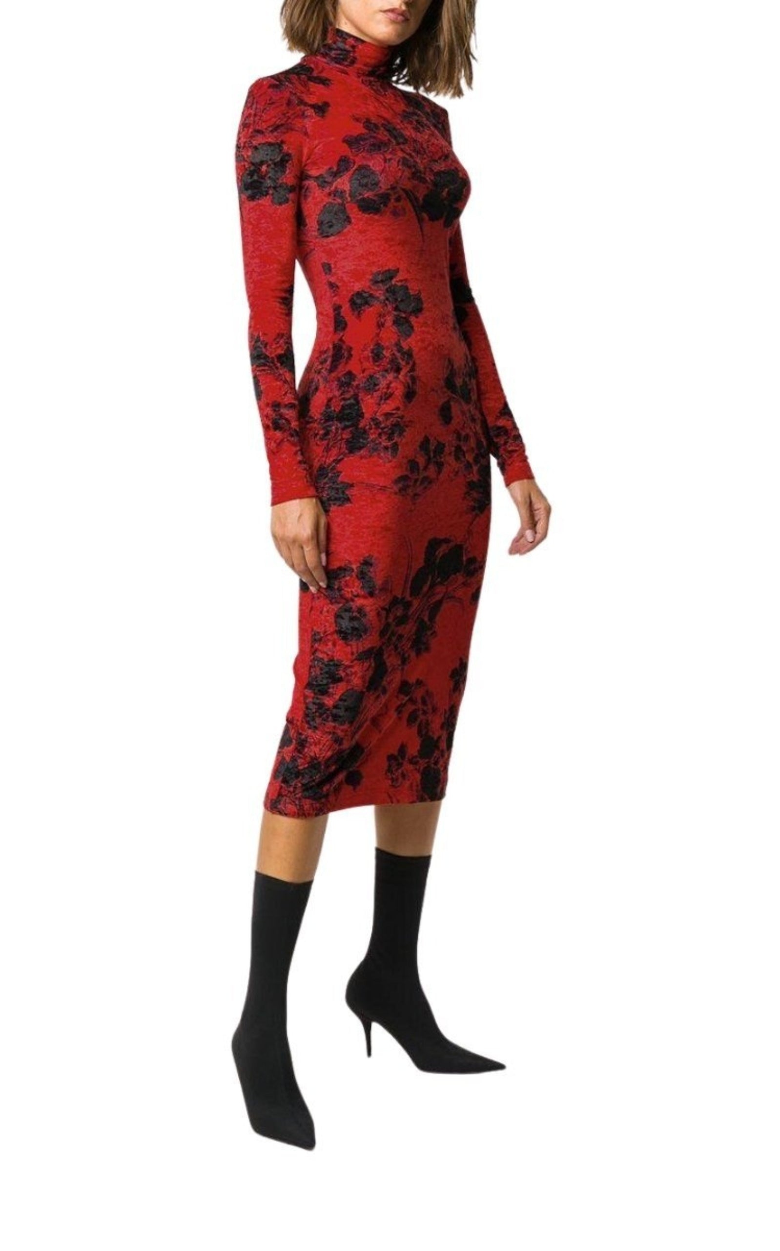 Floral-Print Turtleneck Dress - 4