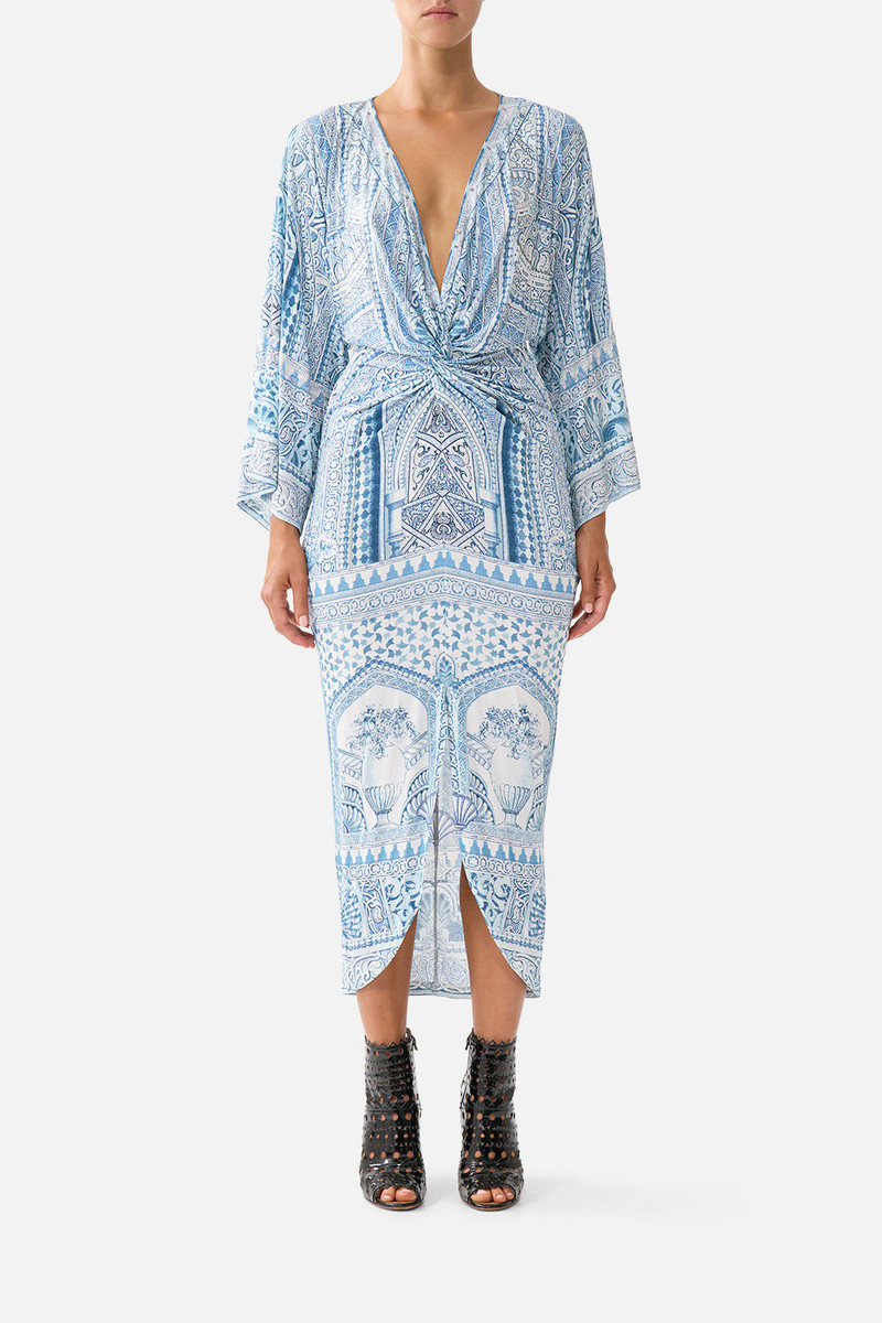 CAMILLA LONG SPLIT FRONT TWIST DRESS outlook
