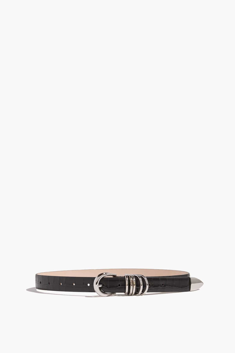 Hollyhock Belt in Black Croco/Silver 1