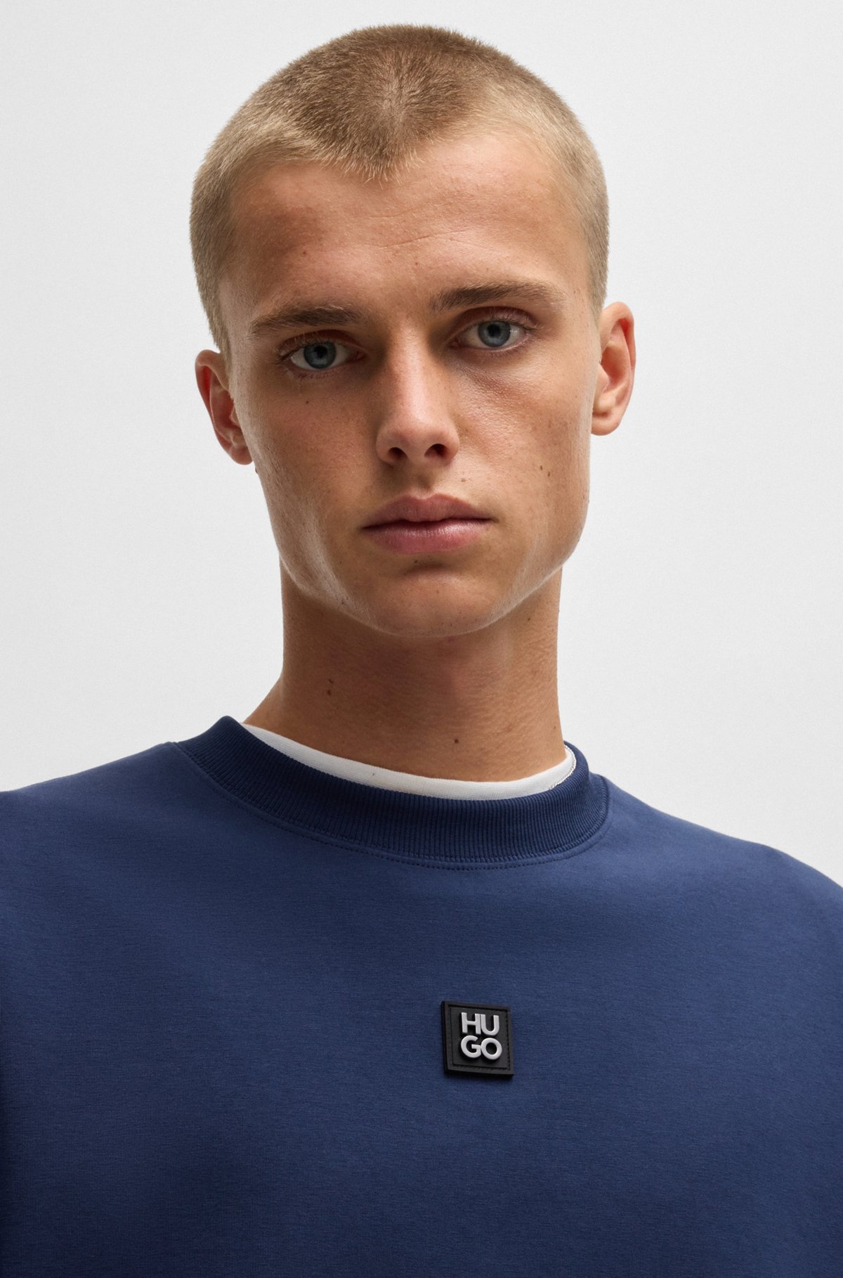 STRETCH-COTTON REGULAR-FIT SWEATSHIRT WITH STACKED LOGO - 3